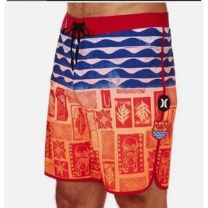 Hurley Graphic Tribal Print Board Shorts Swim Trunks